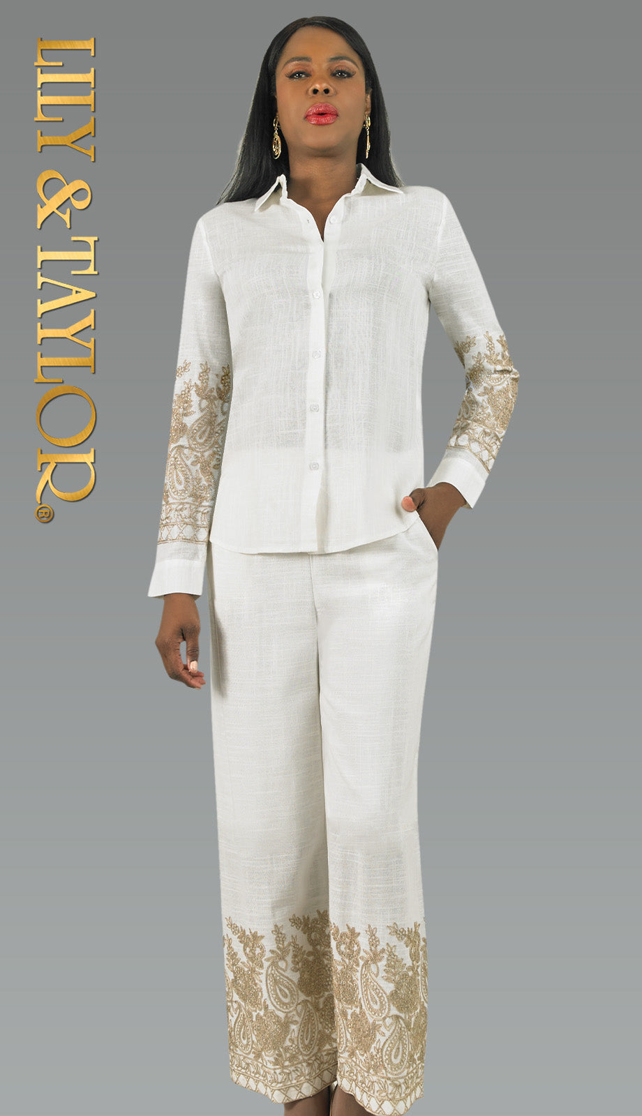 Lily And Taylor 5052-GLD-QS Church Dress