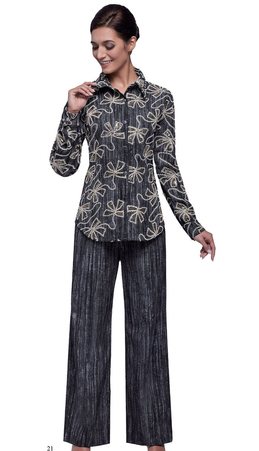 Serafina 7489-BLK Womens Pant Suit