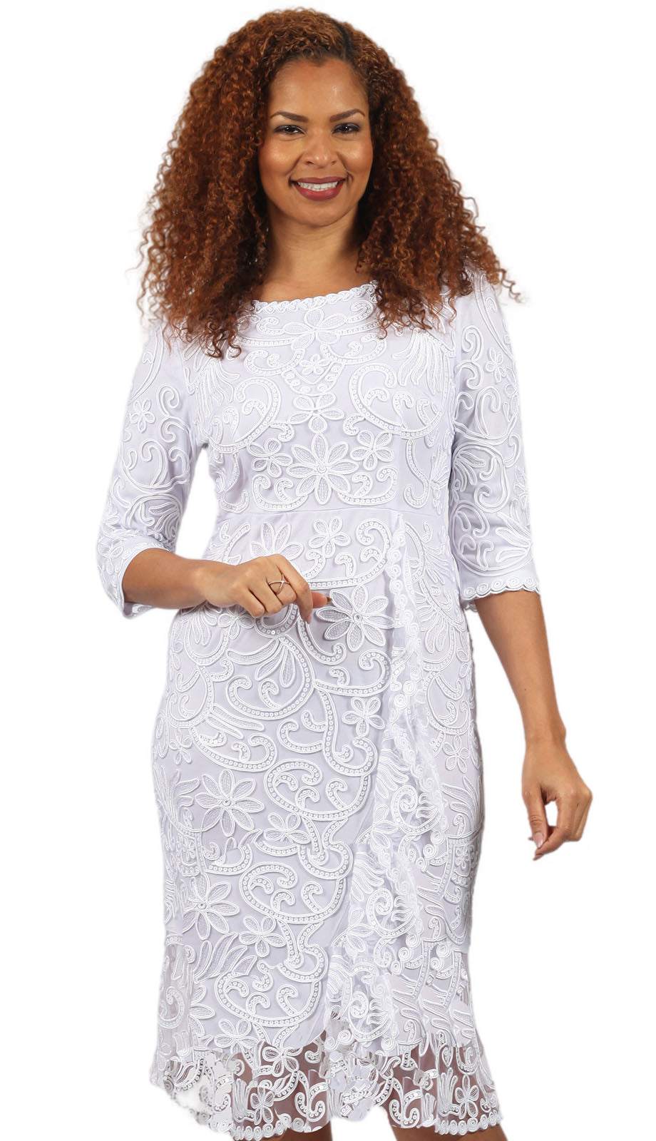 Diana Couture 8854-WHT-CO Church Dress
