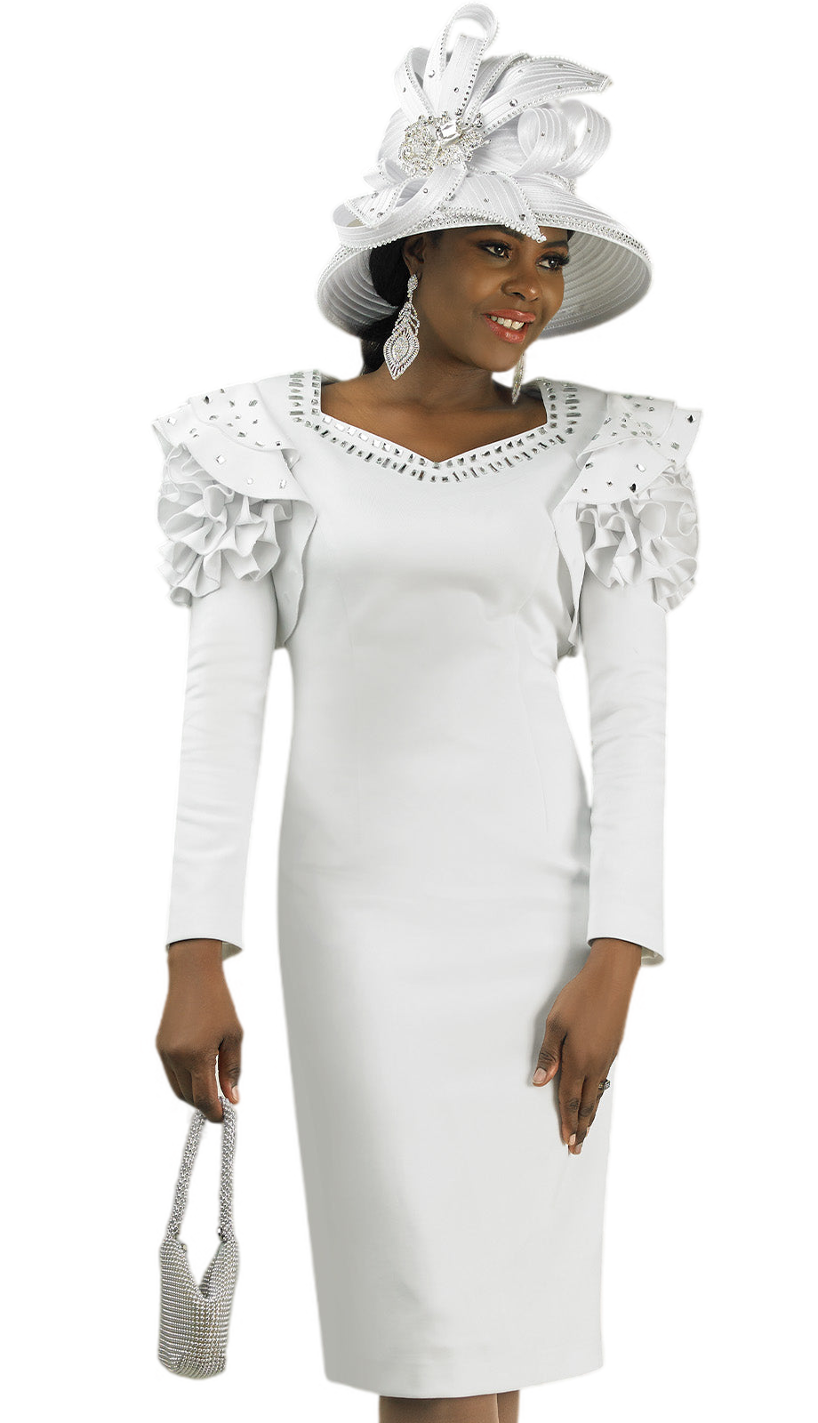 Lily And Taylor 4903-WHT Knit Church Dress