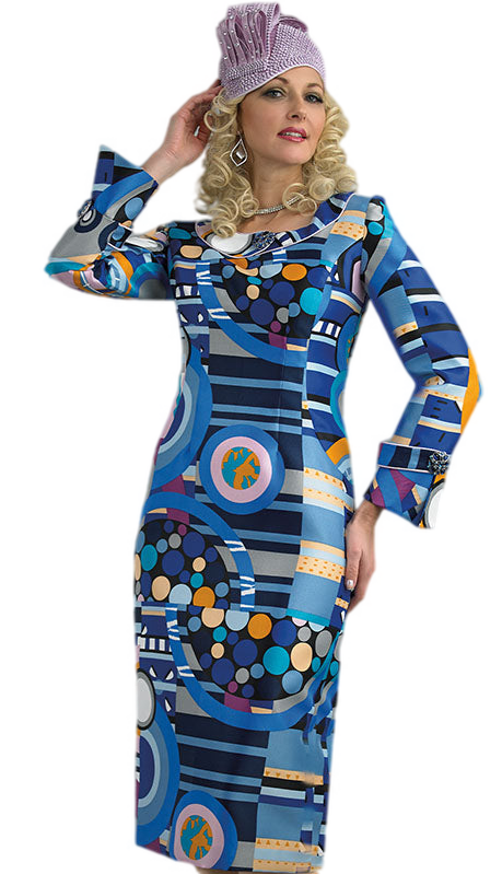 Lily And Taylor 4712-BLU-IH Church Dress-Hat