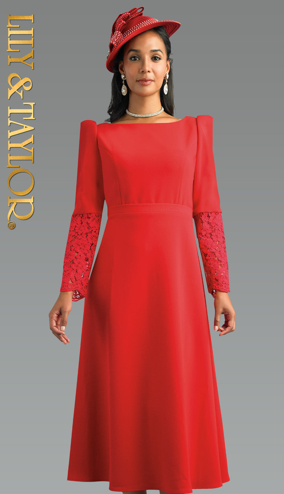 Lily and Taylor 5068-RED Church Dress