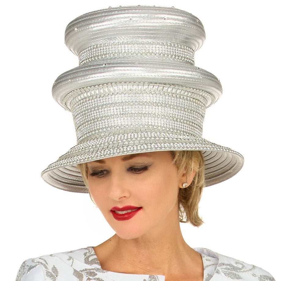 Giovanna Church Hat (Silver) Giovanna Church Hat HR22134-Silver – Church suits for less main image 3