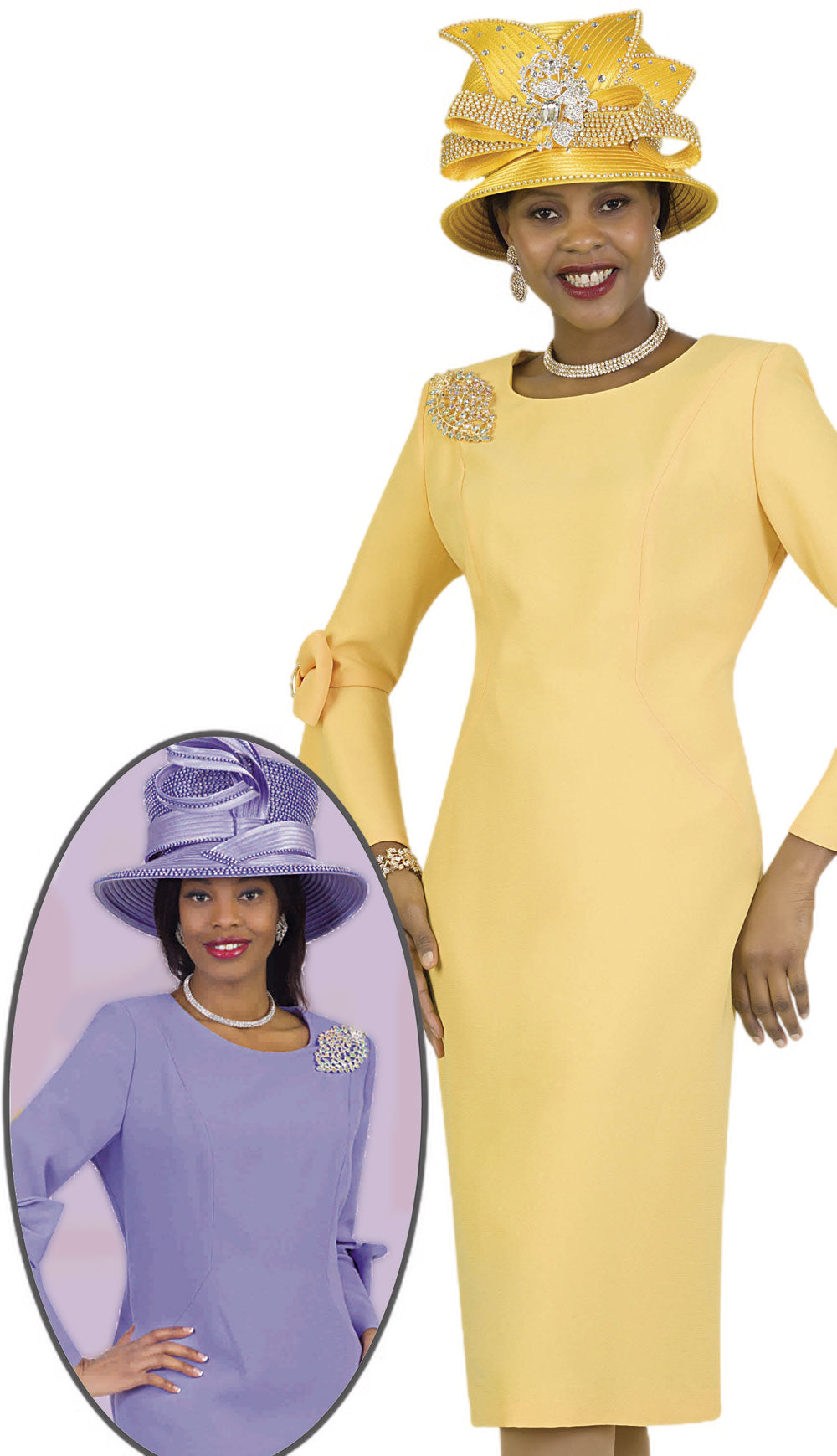 Lily And Taylor 4154-YE Church Dress-Hat
