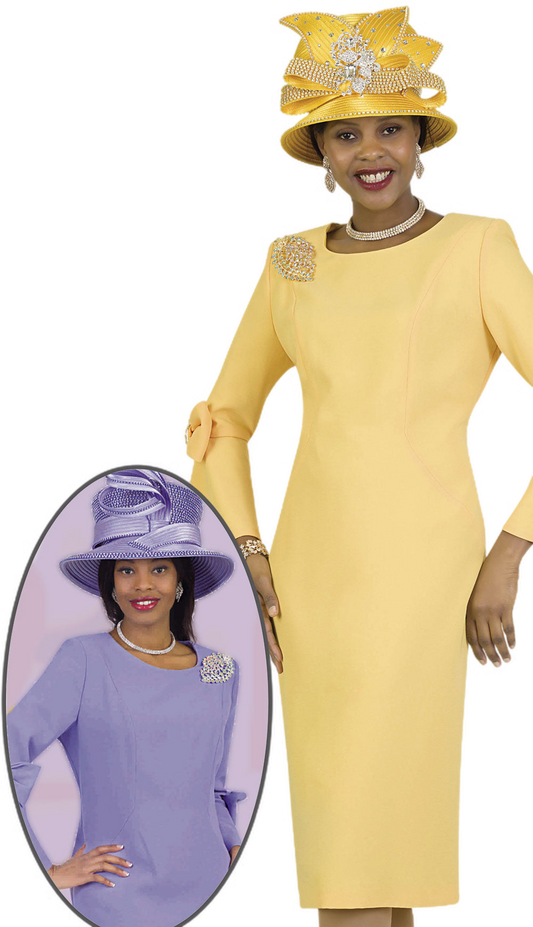Lily And Taylor 4154-YE Church Dress-Hat
