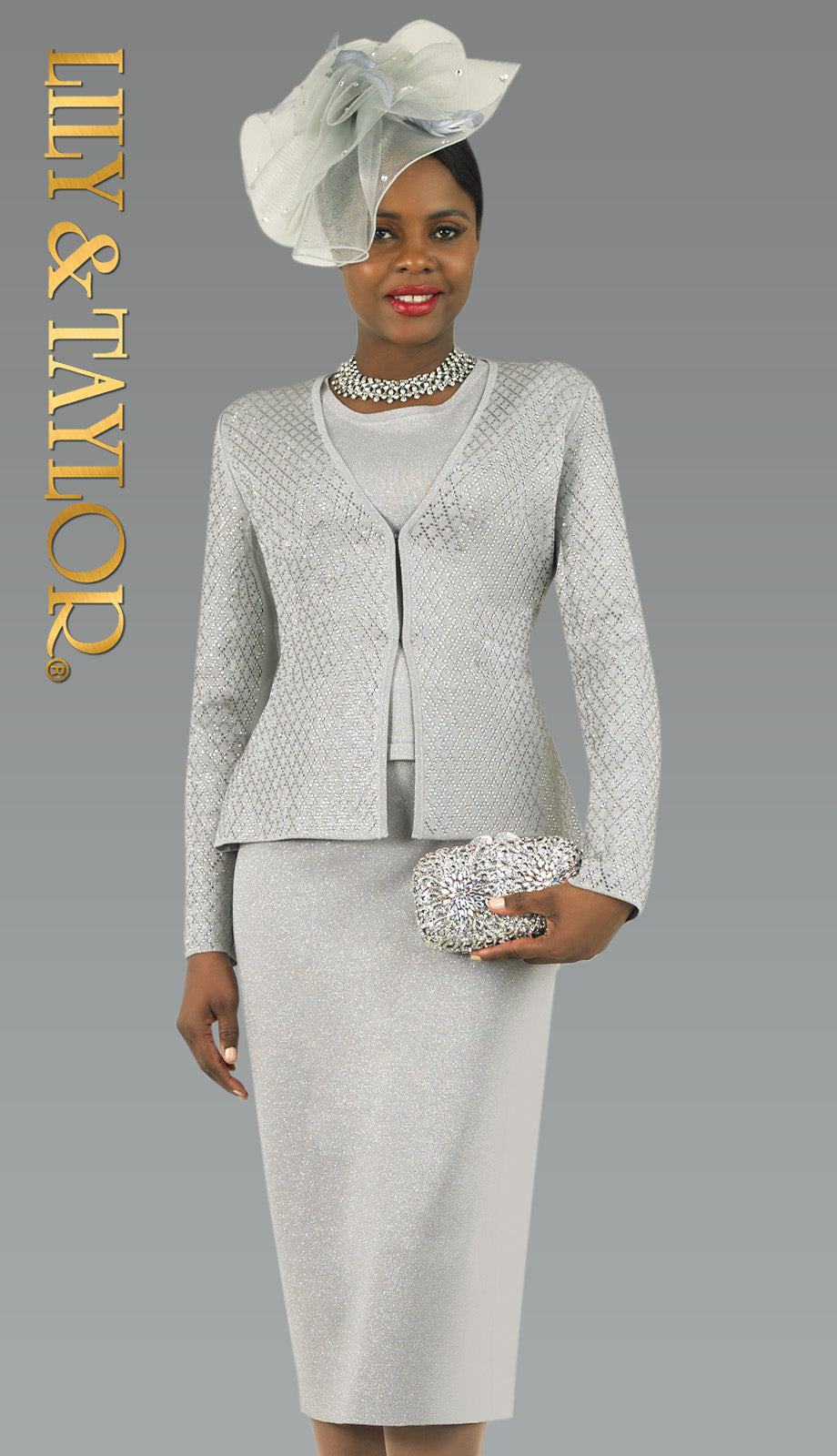 Lily And Taylor 808-SLV-QS Church Suit