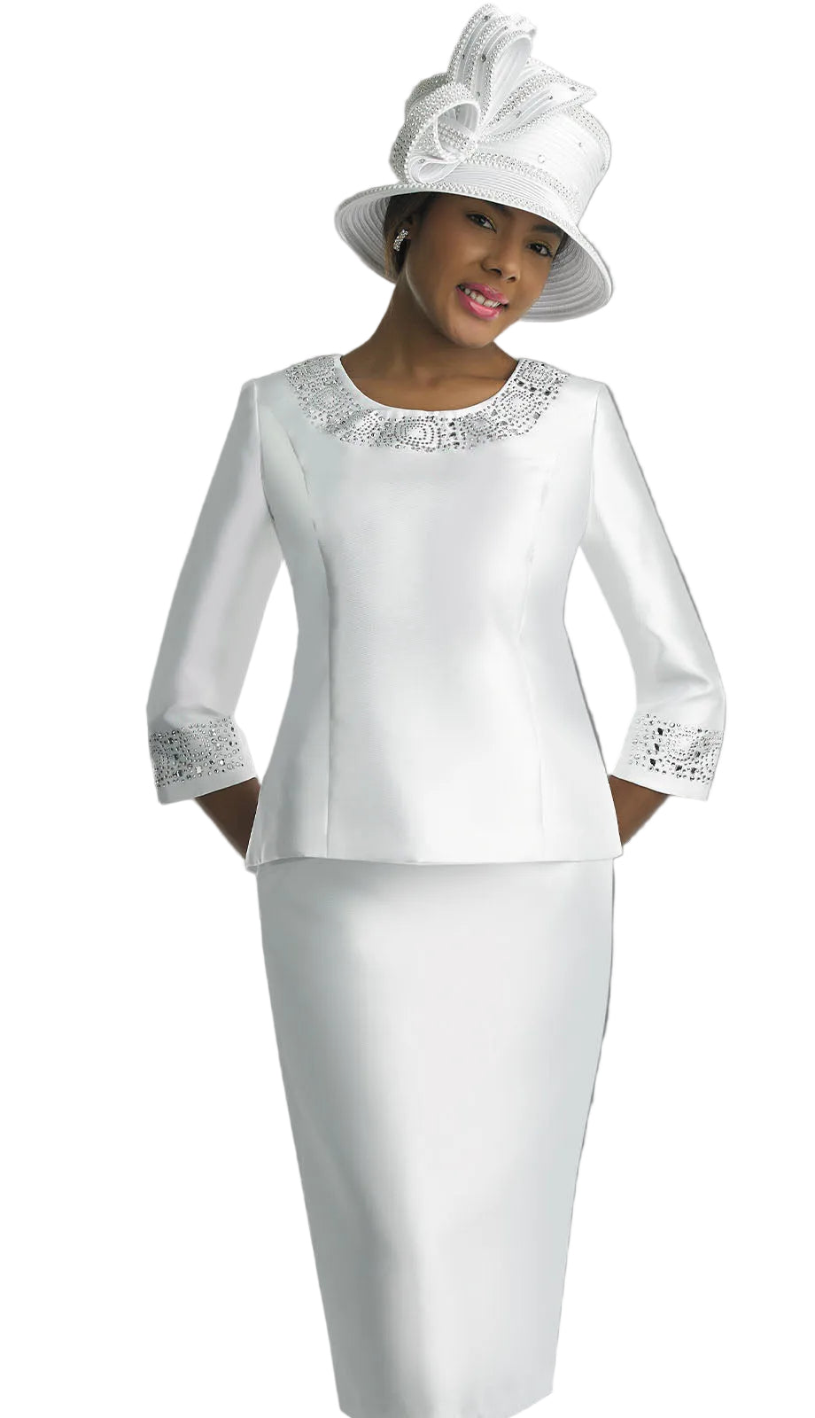 Lily And Taylor 3219-WHT-QS Church Suit