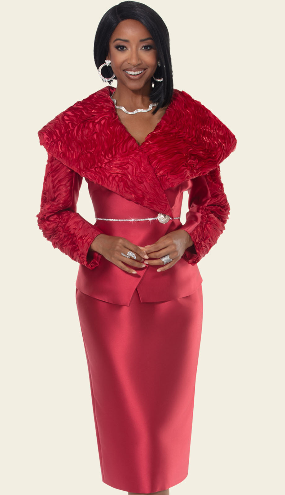 Donna Vinci 12230-RED Church Suit