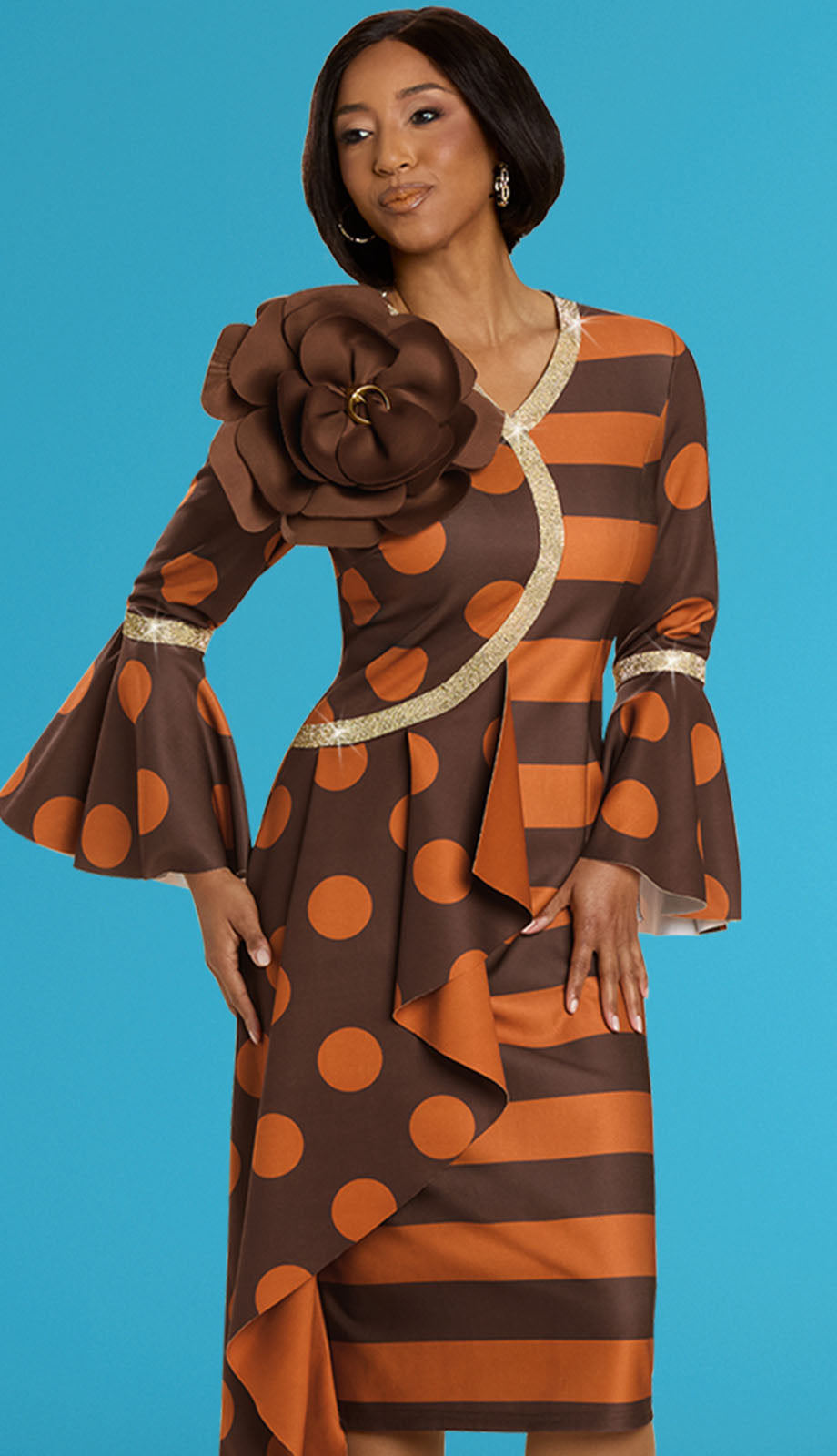 Donna Vinci 12147-BWO-IH Womens Church Dress