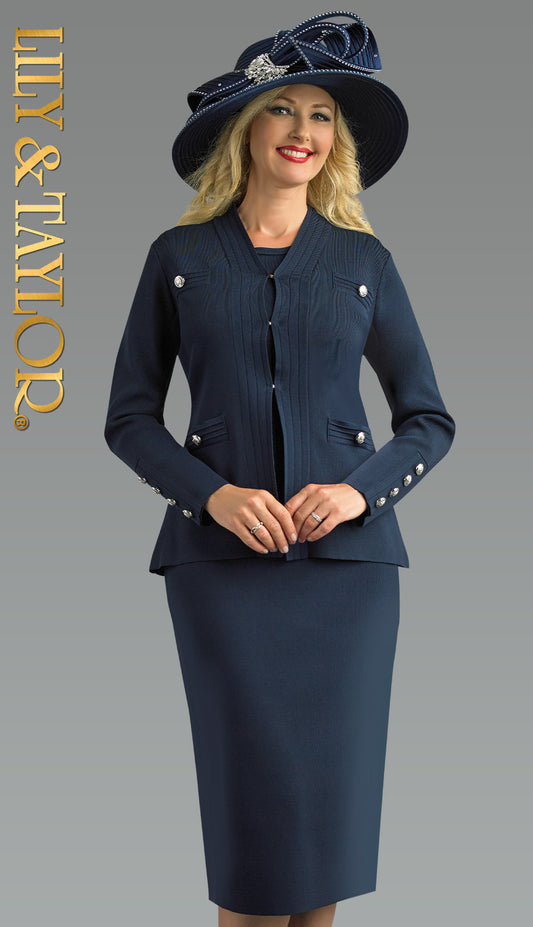 Lily and Taylor 843-NVY Church Dress