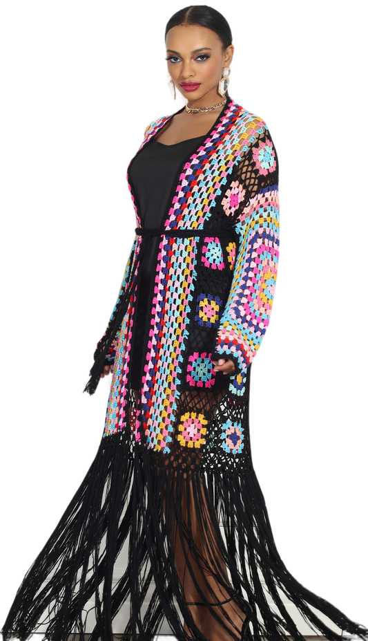 Luxe Moda LM281-BLK Long Cardigan