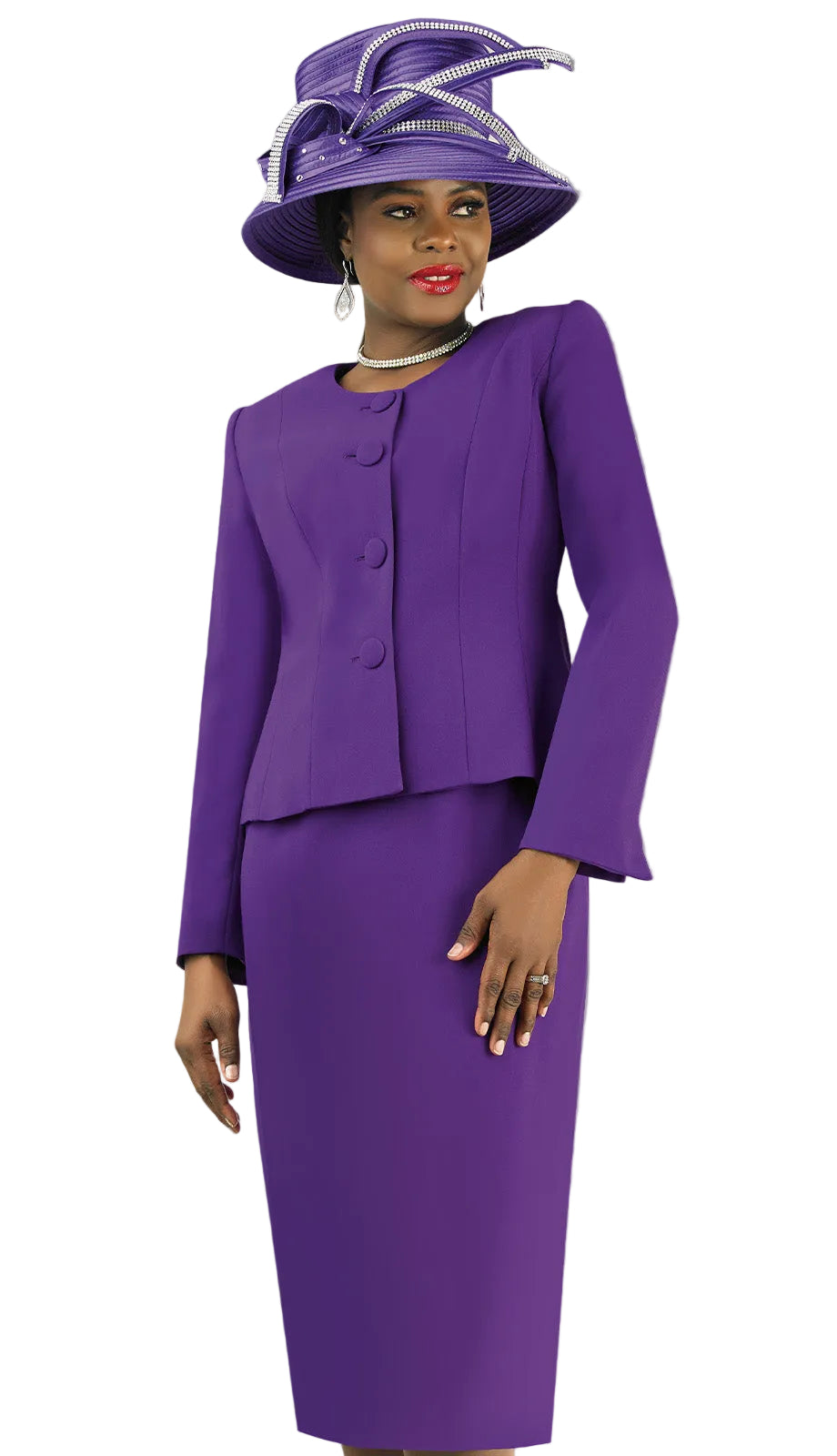 Lily And Taylor 2920-PUR Church Suit - Hat