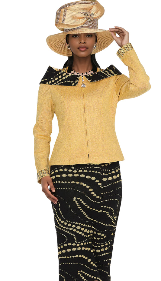 Champagne Italy Knit 5952-GLD Church Suit