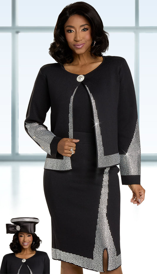 Donna Vinci Knit 13435-BLK-QS  Church Suit