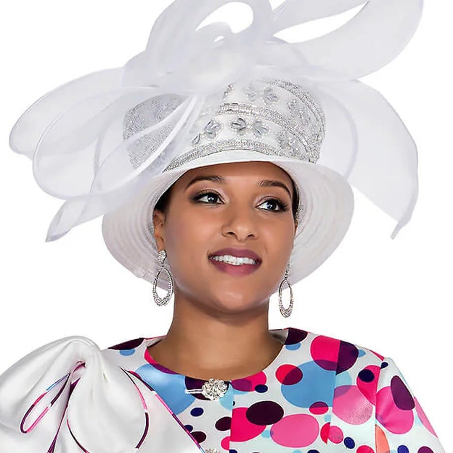 Elite Champagne 6072-WHT-HAT-CO Church Hat