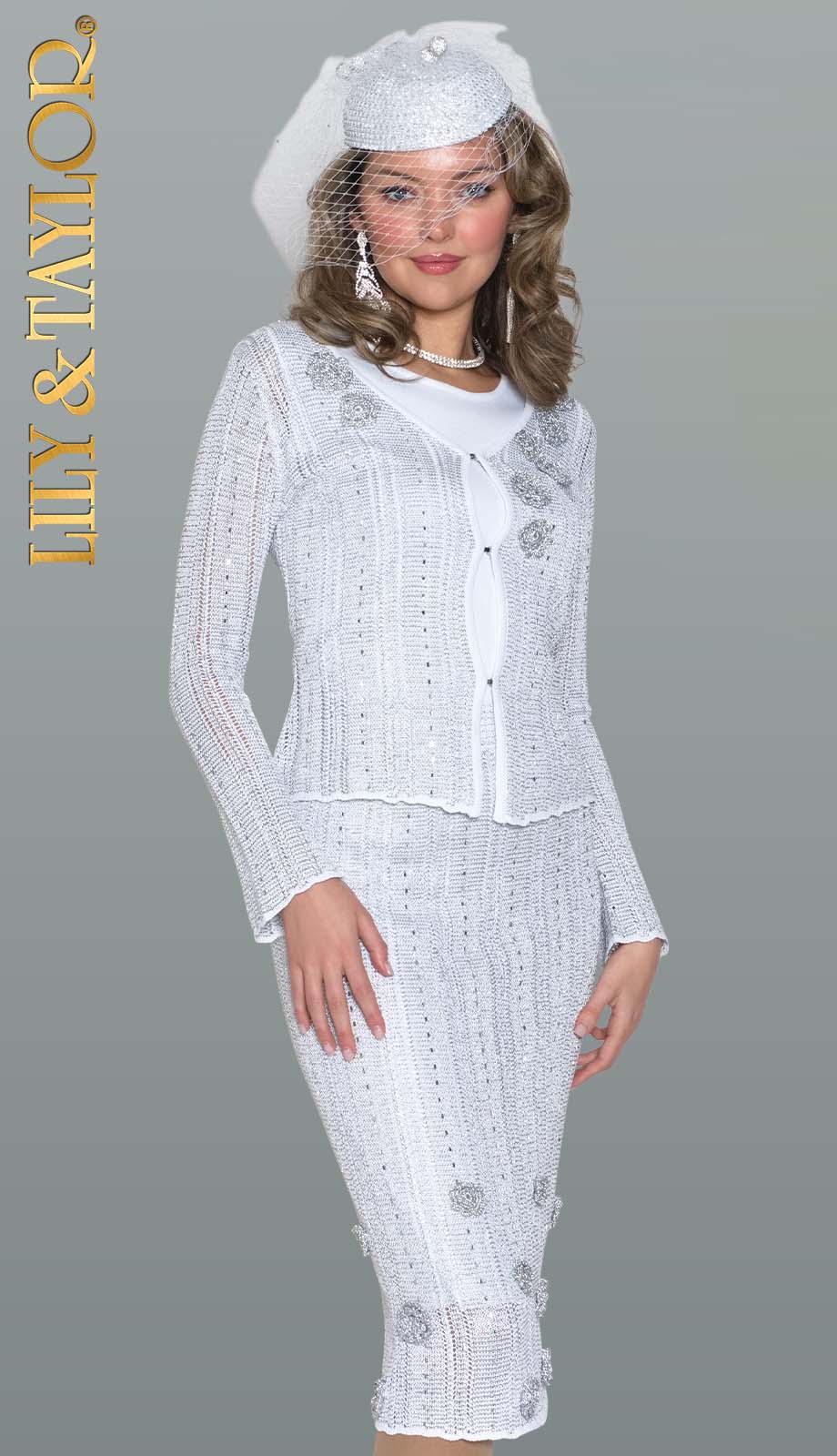 Lily and Taylor 901-WHT-QS Church Suit