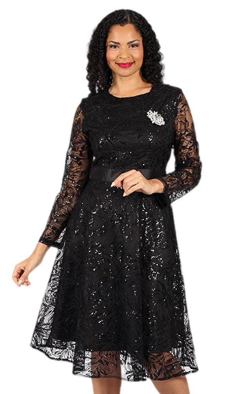 Diana Couture 8639-BLK Church Dress