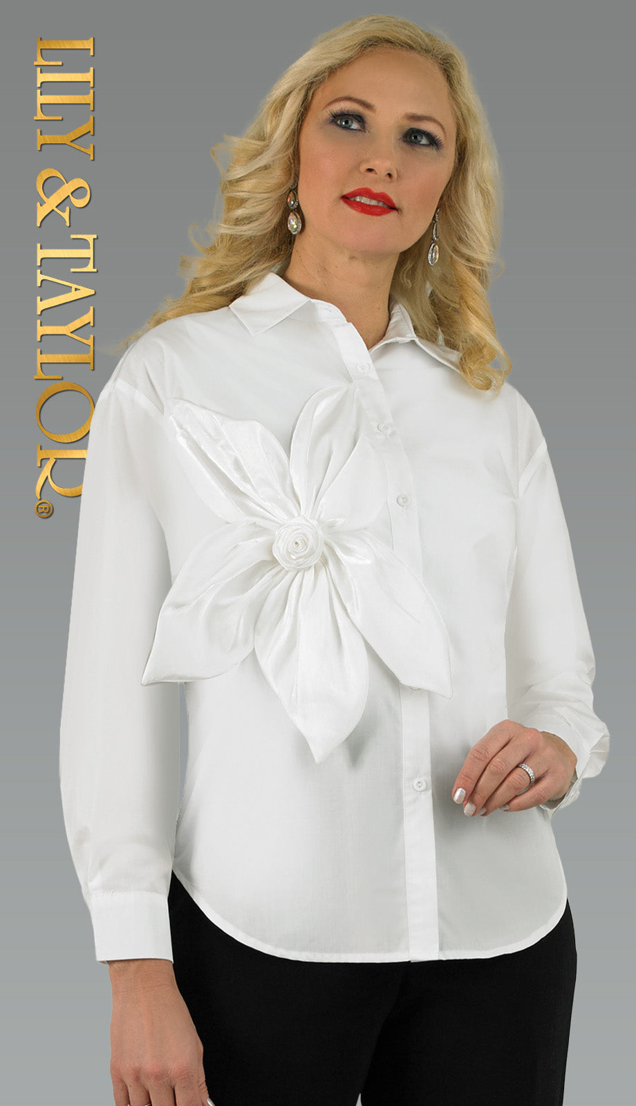 Lily and Taylor S108-WHT Blouse