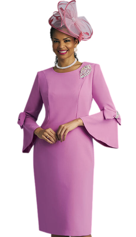 pink dress church Lily And Taylor 4154-RSE Ladies Church Dress ( 1pc Peachskin Womans Church Dress With Flared Sleeves Bow Trim And Jeweled Brooch ) White / 8 |