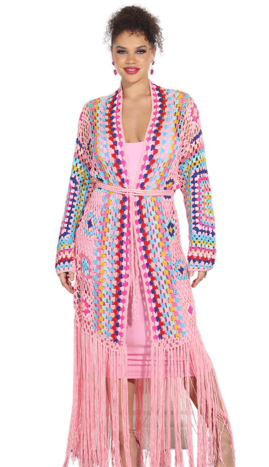 Luxe Moda LM281-PNK Long Cardigan