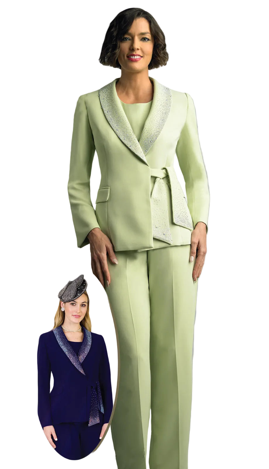 Lily And Taylor 4373-OLI-QS Pant Suit