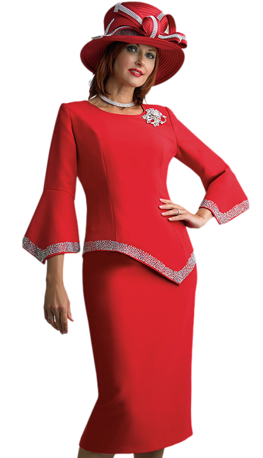 Lily And Taylor 4471-RED-QS Church Suit