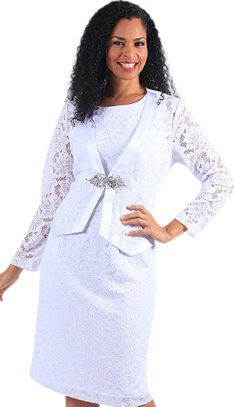 Diana Couture 8631-WHT Church Suit