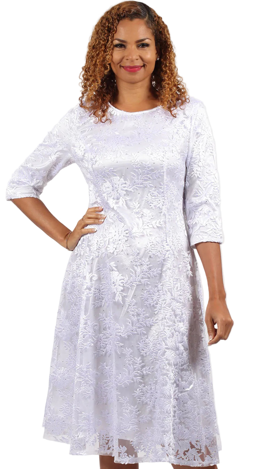 Diana Couture 9079-WHT Church Dress