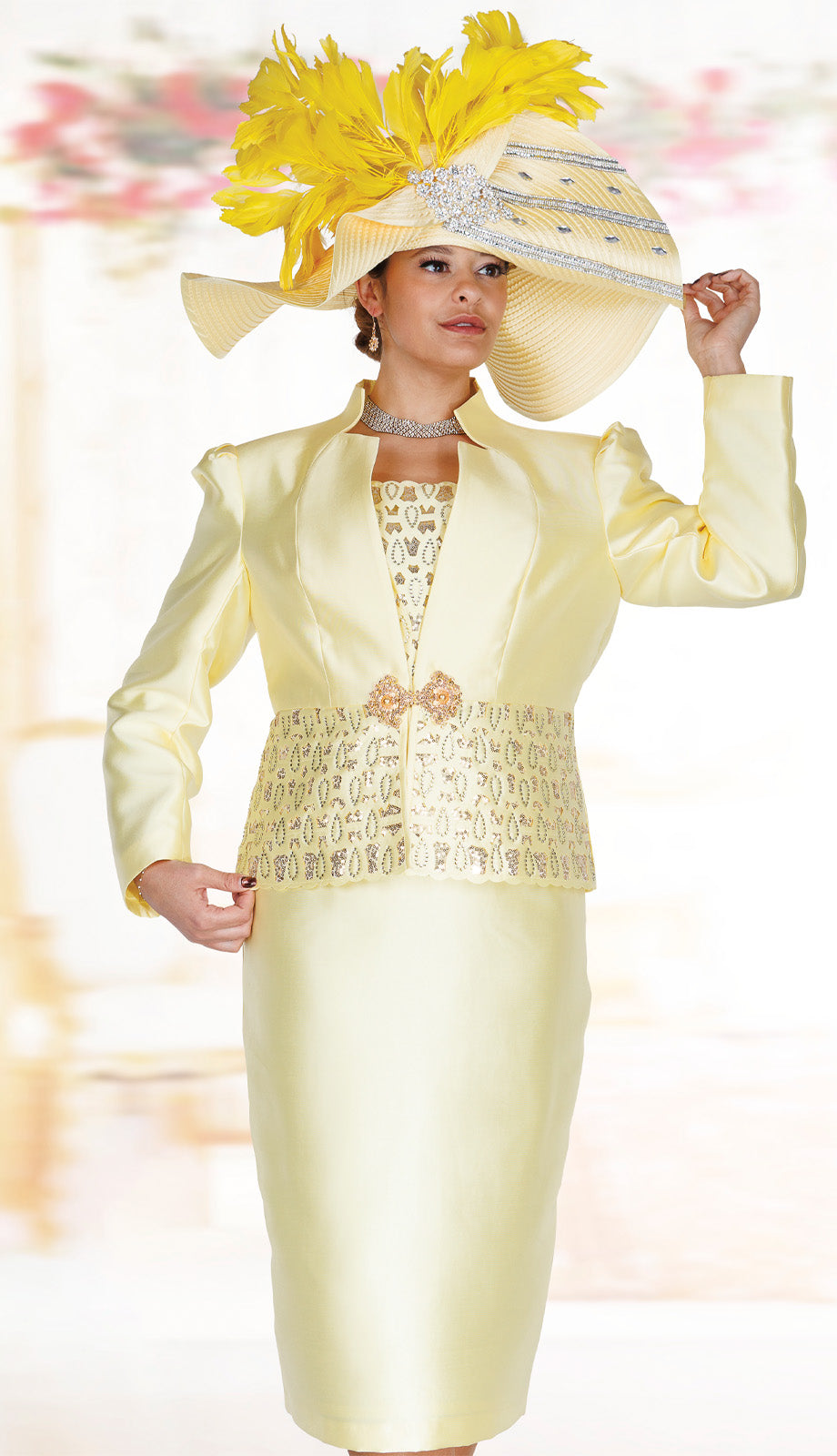 Champagne Italy 6208-YLW-QS Church Suit