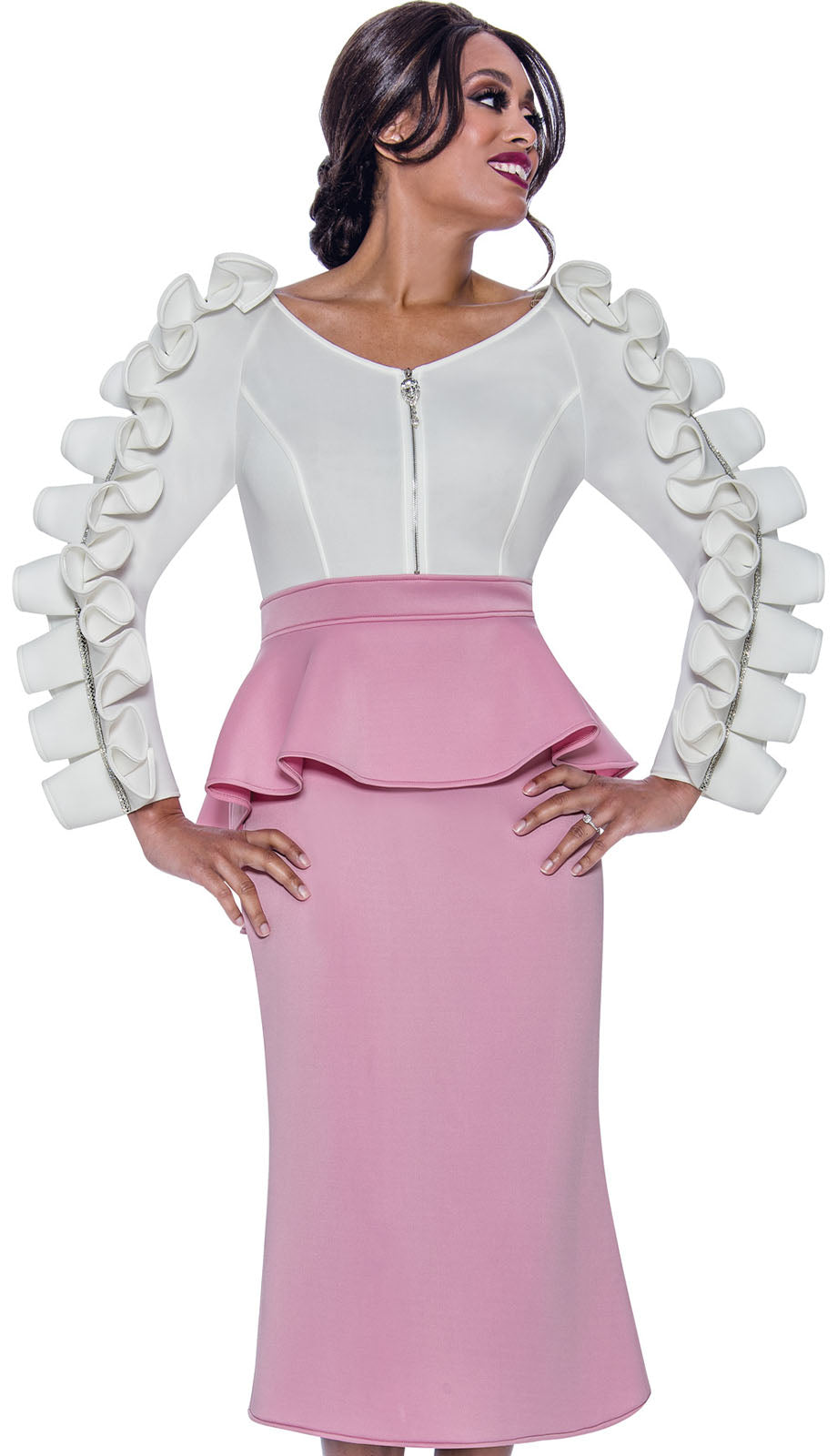pink church dress women Donna Vinci Pink Church Dress Donna Vinci 5848 Diva's Den Fashion, LLC