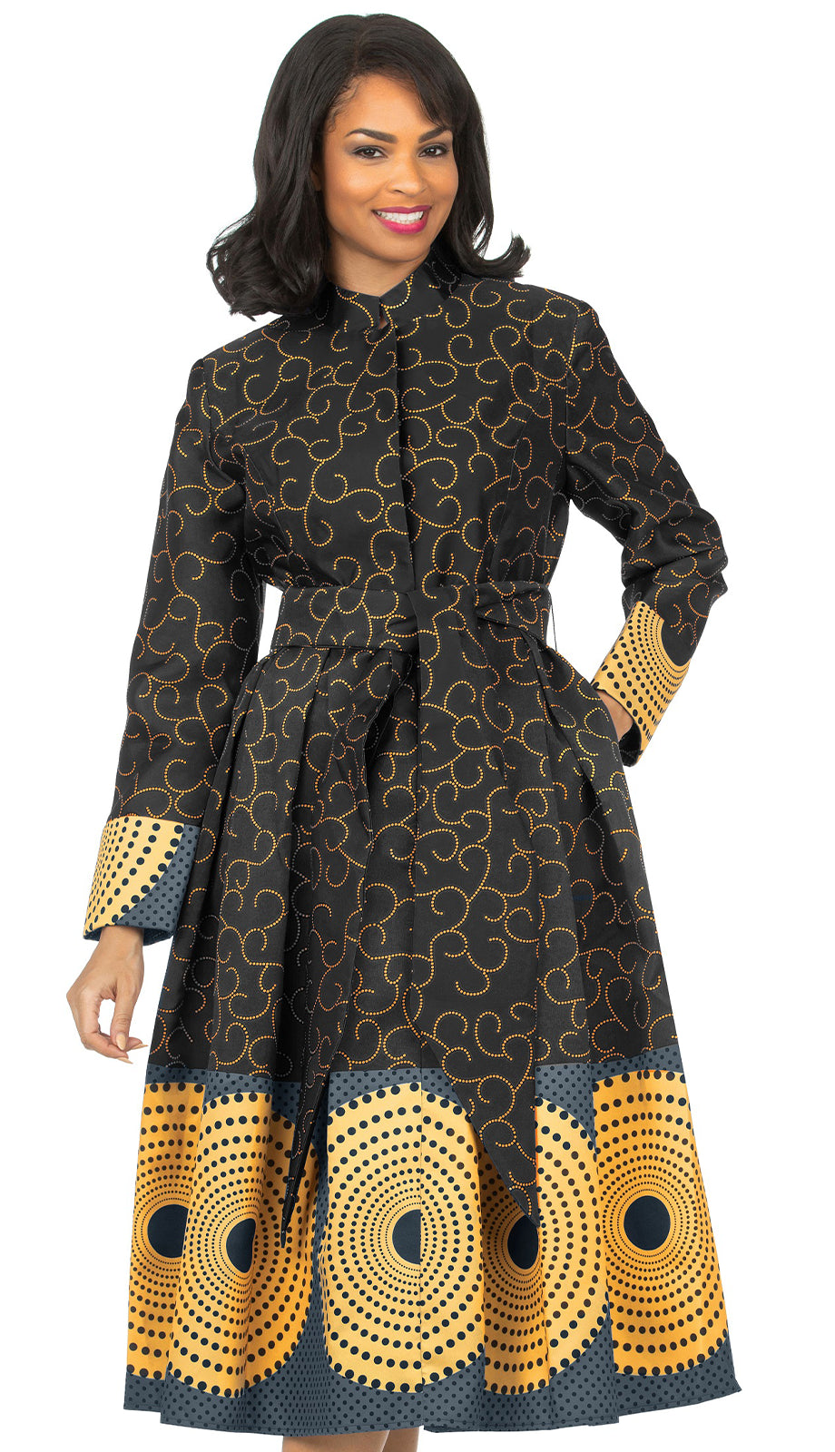 Giovanna D1516-BLK-CO ( 2pc Novelty Ladies Church Dress With Wavy Cloudburst Pattern )