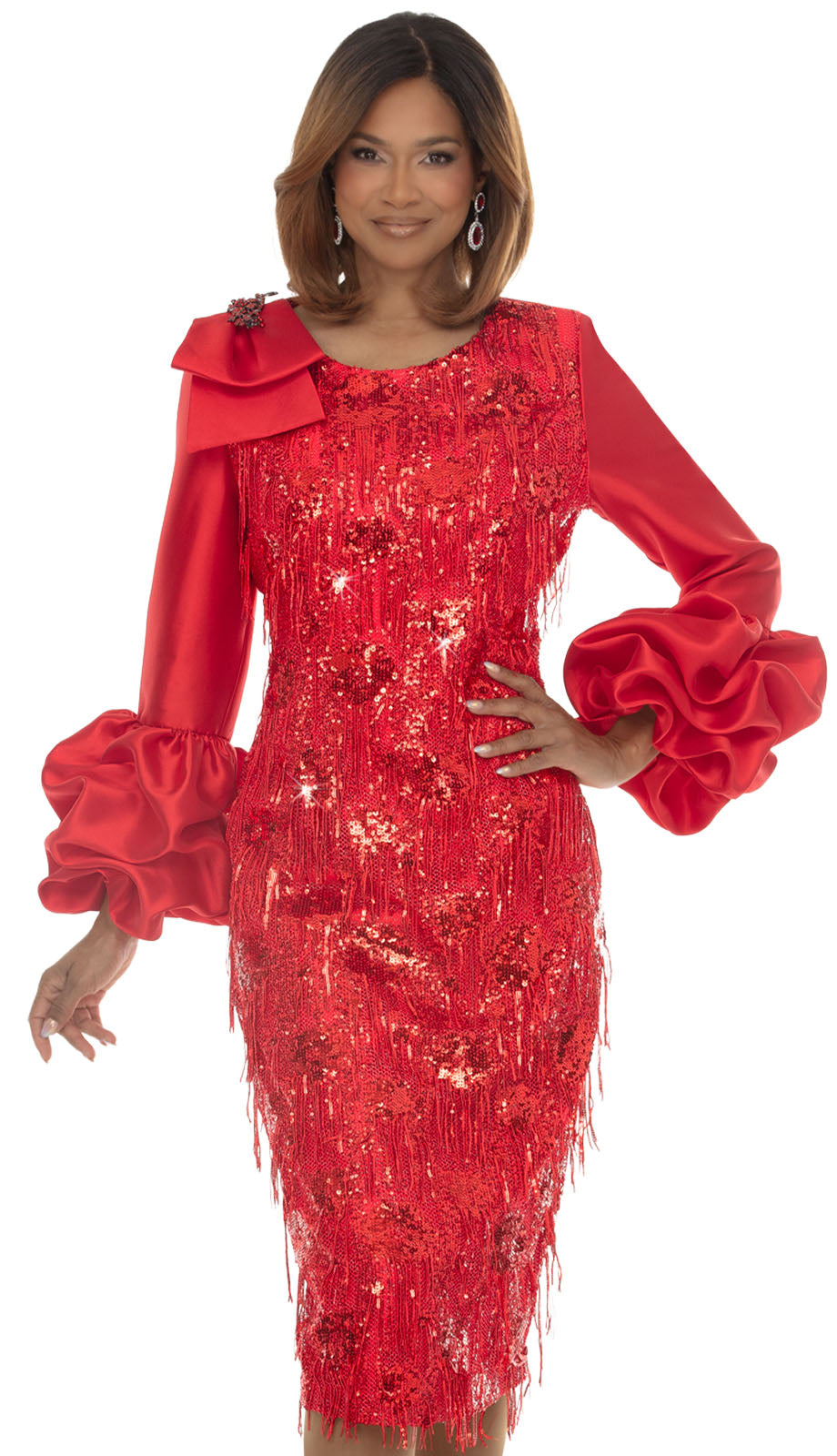 Donna Vinci 12276-RED-QS Church Dress