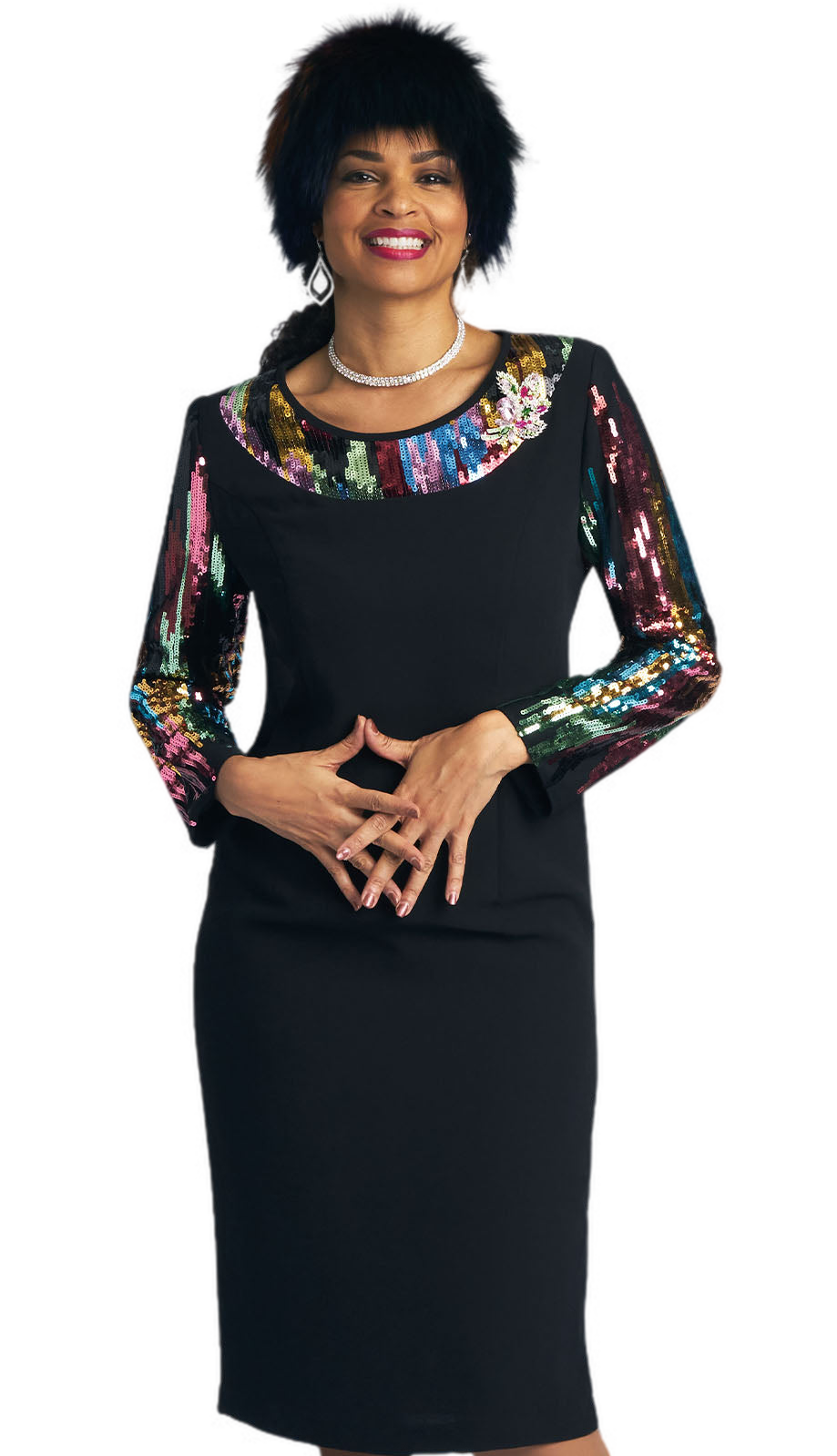 Lily And Taylor 4742-BWM-H Church Dress-Hat