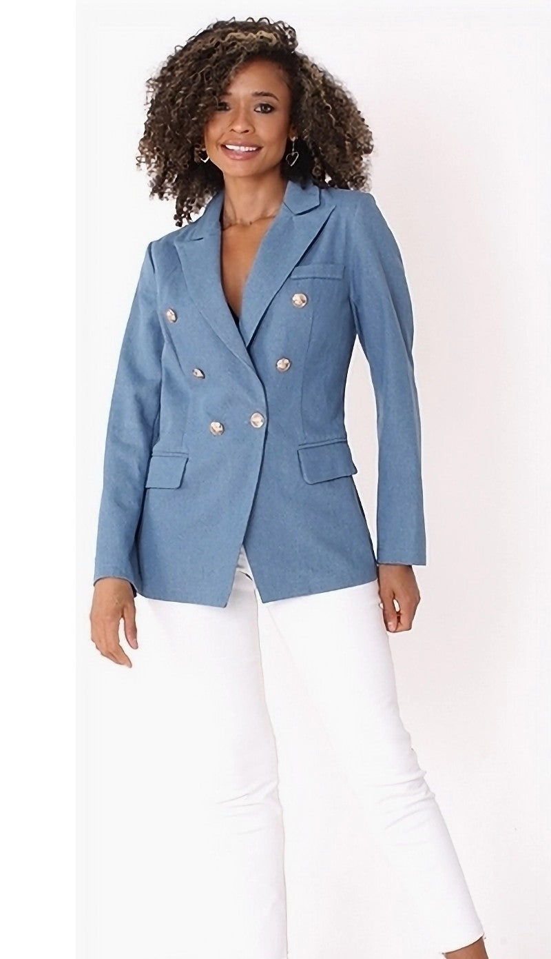 For Her 82100-QS ( 1pc Denim Twill Double-breasted Jacket )