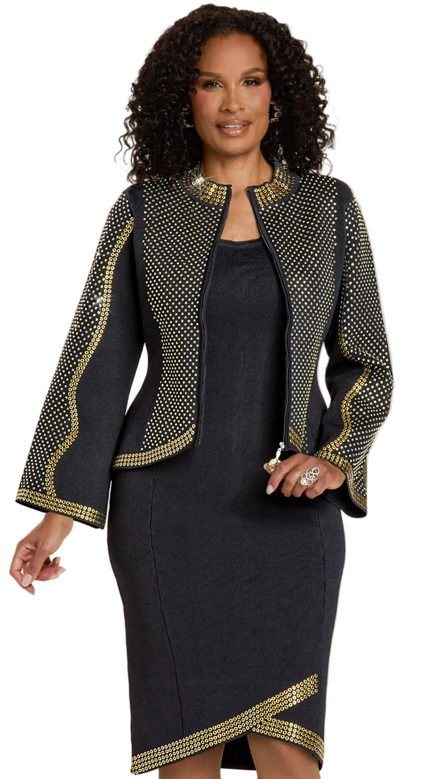 Donna Vinci 13448-BLK-QS Church Dress