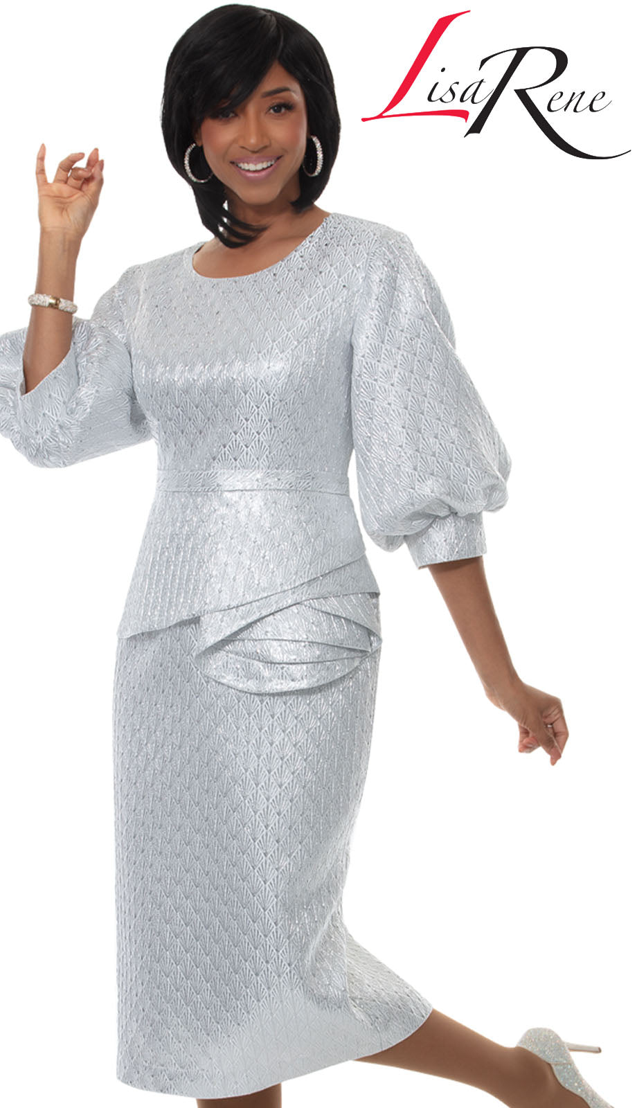 Lisa 3375-SLV-QS Church Dress