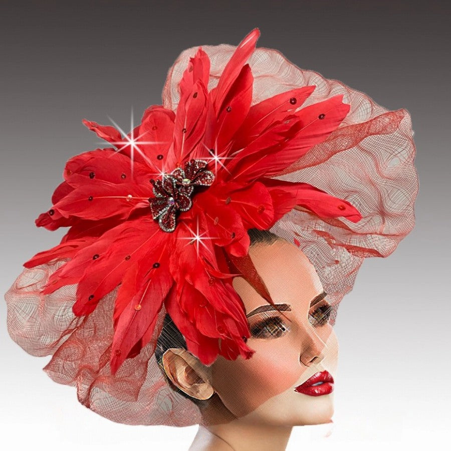 MANDARIN FA3200-RE-QS Womens Church Fascinator