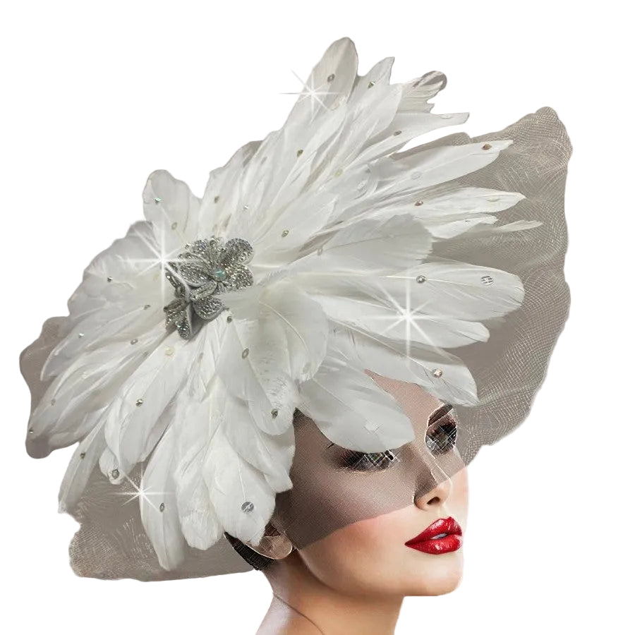 MANDARIN FA3200B-WH Church Fascinator