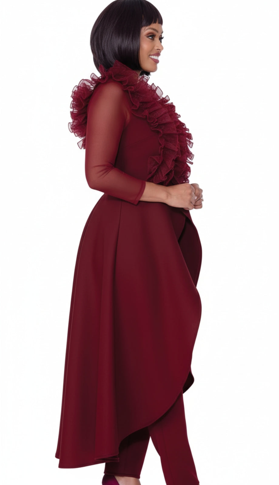 Stellar Looks SL600822-BUR-QS Womens Pant Suit