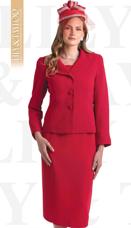 Lily And Taylor 4063-RE Church Suit - Hat