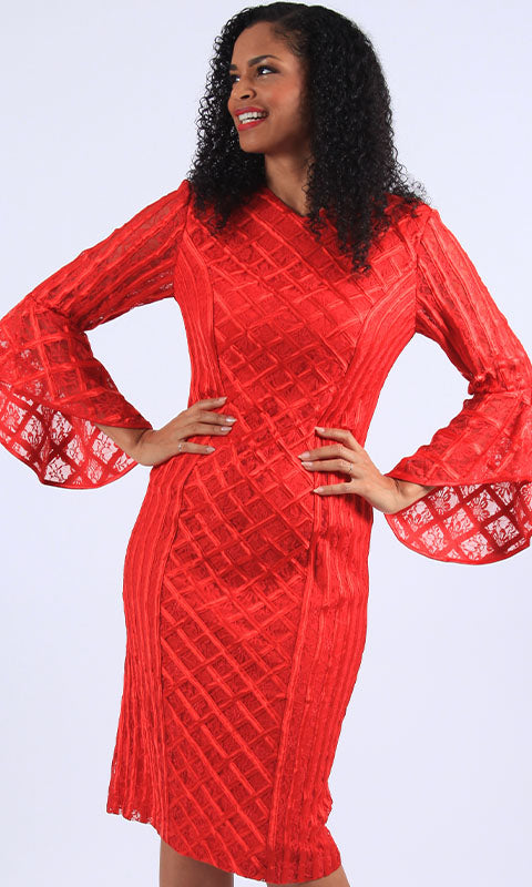 Diana Couture 8566-RED Church Dress