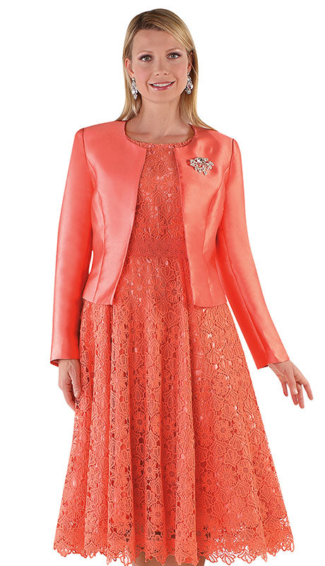 Tally Taylor 4529-SALMON Church Dress Salmon / 22W Tally Taylor 4529-SALMON Church Dress Salmon / 22W