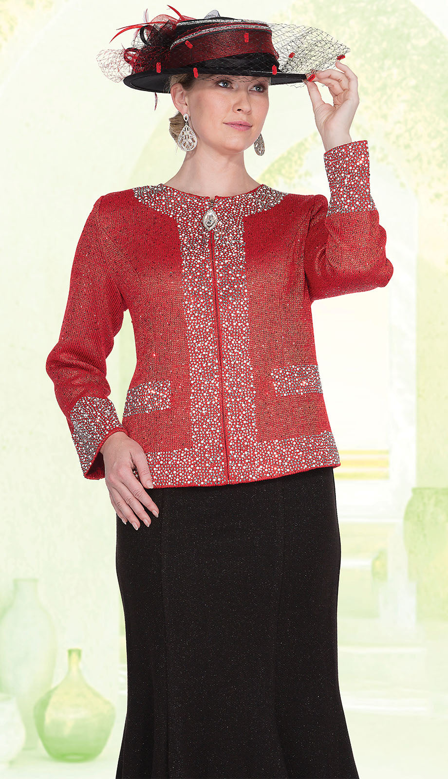 Elite Champagne 5961-RED Church Suit