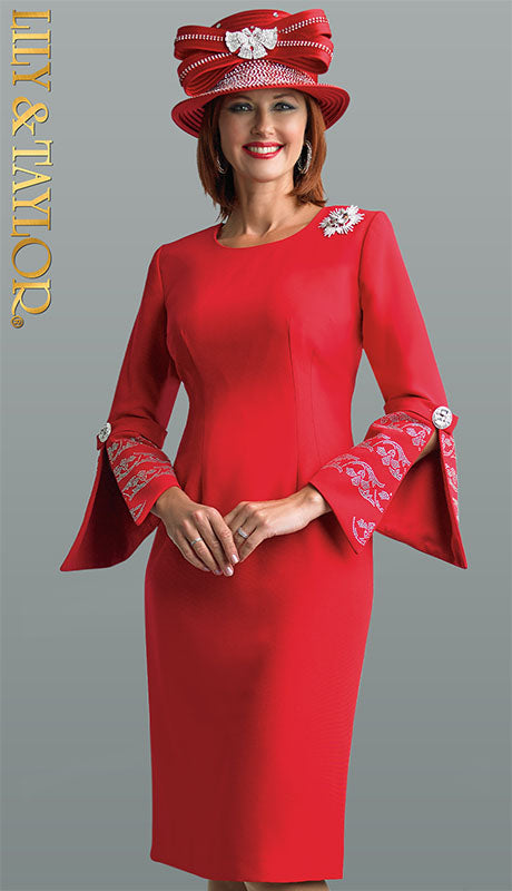 Lily And Taylor 4625-RED Church Dress
