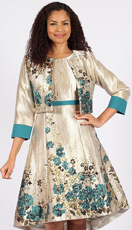 Diana Couture 8753-TEAL Church Dress