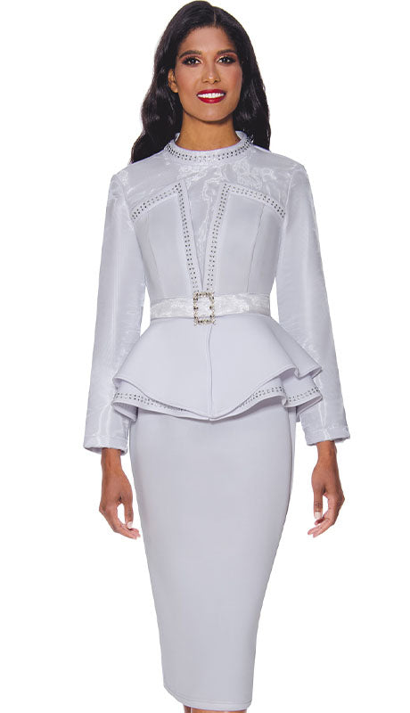 designer church dresses and suits Blush Lace Peplum Church Suit Dress
