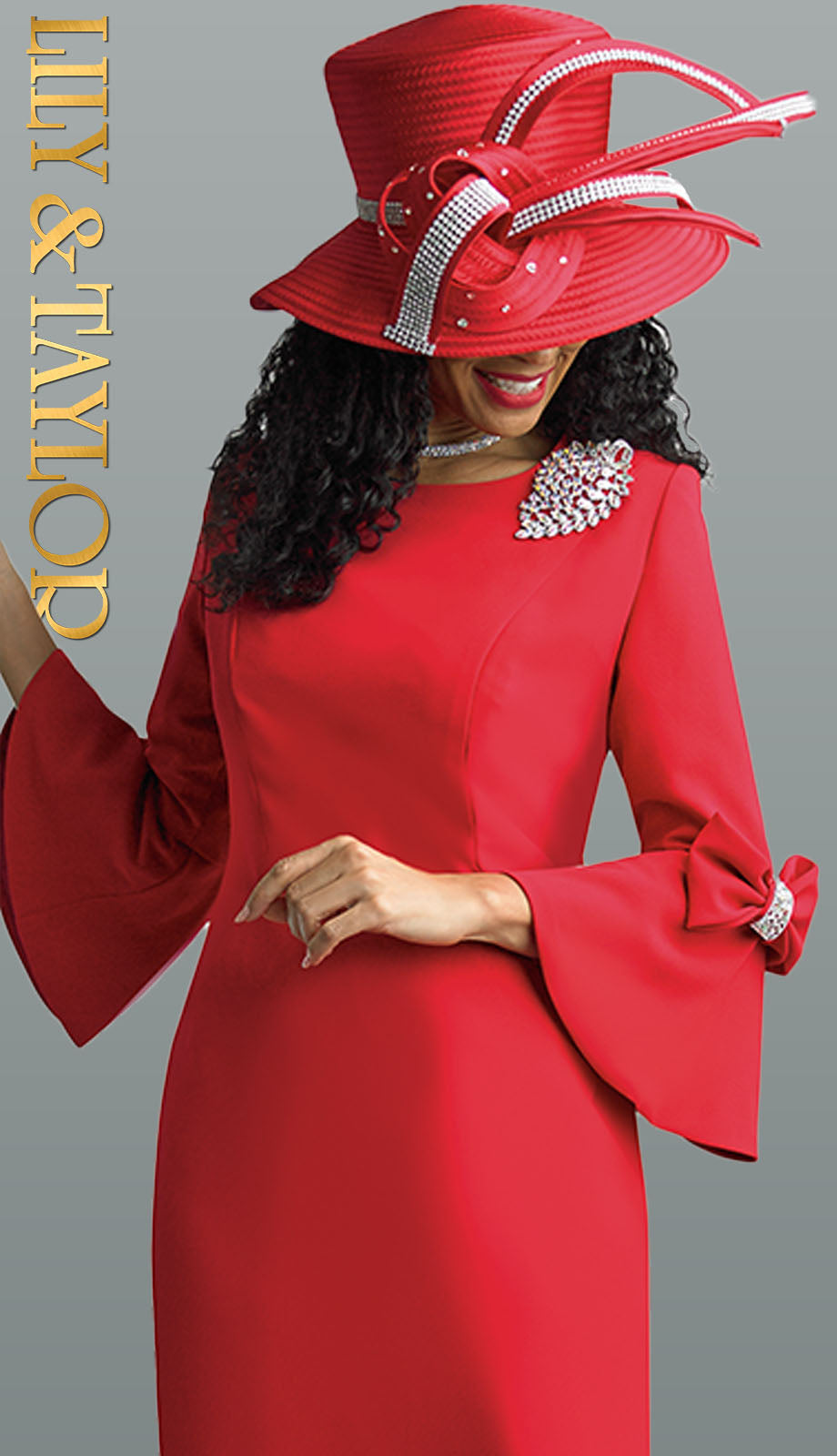 Lily And Taylor 4154-RED Church Dress