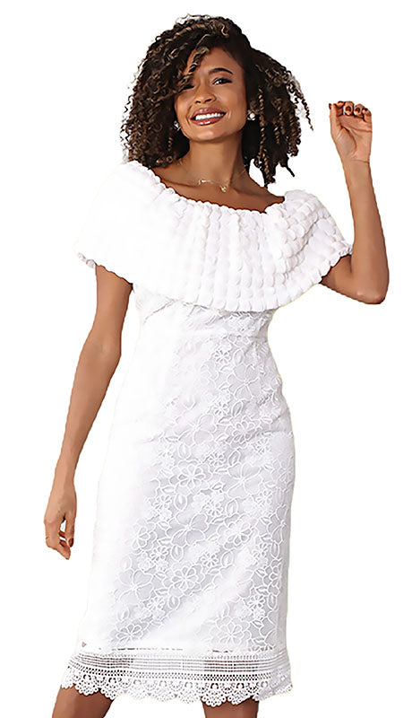 Chancele 9578-WHT Ladies Church Dress White / 14 Chancele 9578-WHT Ladies Church Dress White / 14