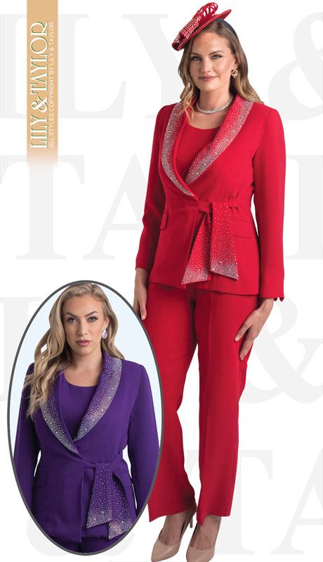 Lily And Taylor 4373-RE Church Suit - Hat