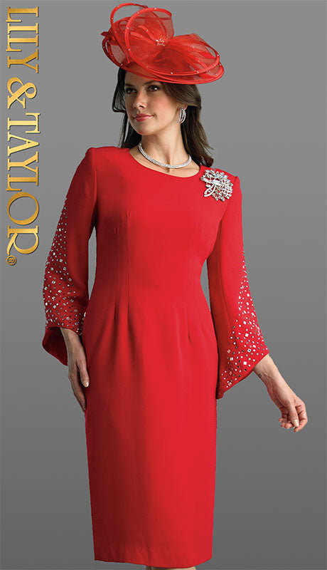 Lily And Taylor 4385-RED Church Dress